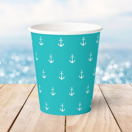 白いいかり（編集可能な背景色） 紙コップ