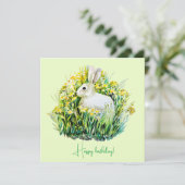 白いうさぎと花のカード カード (スタンド正面)