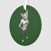 白いおもしろいシャム猫がネズミ オーナメント (正面)