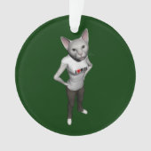 白いおもしろいシャム猫がネズミ オーナメント (正面)