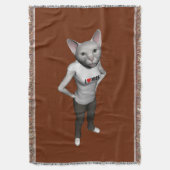 白いおもしろいシャム猫がネズミ スローブランケット (正面縦)
