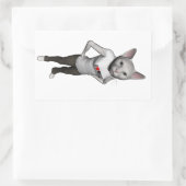 白いおもしろいシャム猫がネズミ 長方形シール (バッグ)