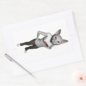 白いおもしろいシャム猫がネズミ 長方形シール (封筒)