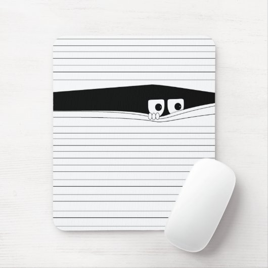 白いおもしろいブラインドの後ろを見ている目 マウスパッド (マウス)