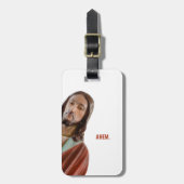 白いおもしろい背景にイエス様をエヘム ラゲッジタグ (正面縦)