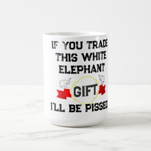 白いおもしろい象の贈り物、白い象のコーヒー コーヒーマグカップ (中央)