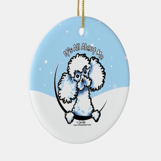 白いおもちゃプードルが私の全てをクリスマス セラミックオーナメント (右)