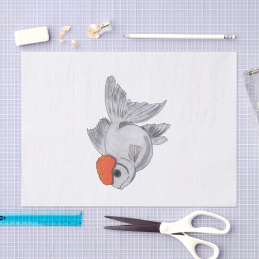 白いおよびオレンジOrandaの金魚のアクアリウムペット魚 薄葉紙 (クラフト)