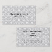 白いおよびパステル調の灰色のダマスク織の設計 名刺 (正面/裏面)