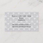 白いおよびパステル調の灰色のダマスク織の設計 名刺 (裏面)