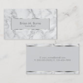 白いおよび灰色の大理石および金属銀製のデザイン 名刺 (正面/裏面)