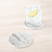 白いおよび灰色の大理石の質パターン コースター (側面)