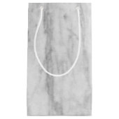 白いおよび灰色の大理石の質パターン スモールペーパーバッグ (正面)