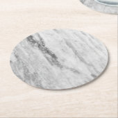 白いおよび灰色の大理石の質パターン ラウンドペーパーコースター (アングル)