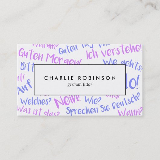 白いおよび紫色のドイツの個人教師の名刺 名刺 (正面)