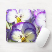 白いおよび紫色のビオラのマウスパッド マウスパッド (マウス)
