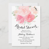 白いおよび紫色の花のブライダルシャワーの招待状 招待状 (正面)