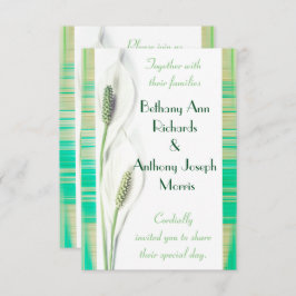 白いおよび緑のオランダカイウユリの結婚式 招待状