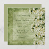 白いおよび緑のカーネーションは日付を救います セーブザデート (正面/裏面)