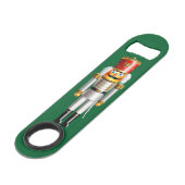 白いおよび緑のユニフォームのくるみ割りの兵士 スピード栓抜き (正面アングル)