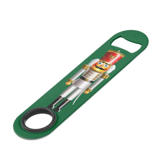 白いおよび緑のユニフォームのくるみ割りの兵士 スピード栓抜き (正面アングル)