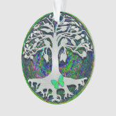 白いおよび緑色の生命の樹 オーナメント (正面)