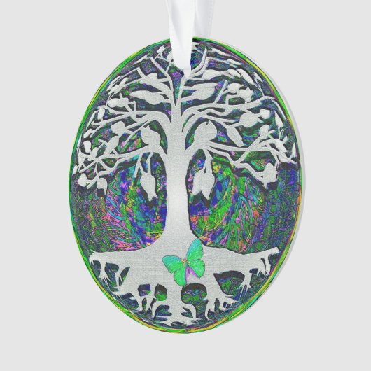 白いおよび緑色の生命の樹 オーナメント (正面)