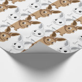 白いおよび茶色のウサギ ラッピングペーパー (角)