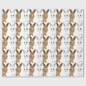 白いおよび茶色のウサギ ラッピングペーパー (フラット)
