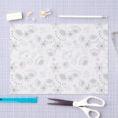 白いお洒落フローラと鳥のパターン|過去記事 薄葉紙 (クラフト)