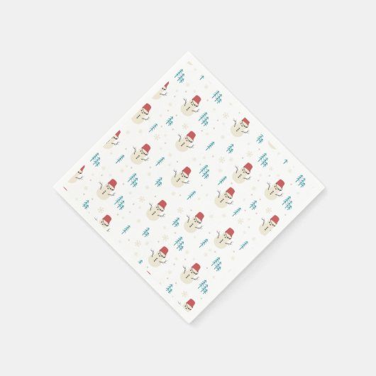 白いお洒落冬の漫画雪だるま スタンダードカクテルナプキン (角)