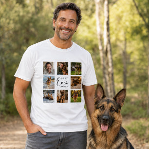 白いお父さん犬のパパフォトコラージュ Tシャツ
