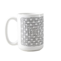 白いかぎ針編みのグラニースクエア コーヒーマグ