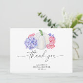 白いかぼちゃとアジサイの花のブライダルシャワー サンキューカード (スタンド正面)