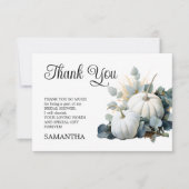 白いかぼちゃとユーカリのグリーン ブライダルシャワー サンキューカード (正面)