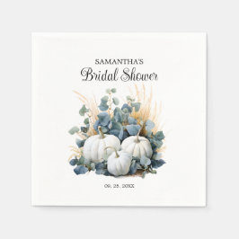 白いかぼちゃとユーカリのグリーン ブライダルシャワー スタンダードカクテルナプキン