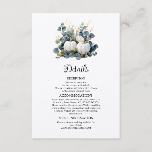 白いかぼちゃとユーカリのディテール エンクロージャーカード (正面)