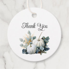 白いかぼちゃとユーカリの秋の感謝 フェイバータグ