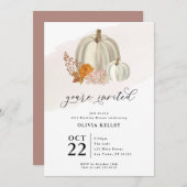 白いかぼちゃと秋の花のパーティー招待状 招待状 (正面/裏面)