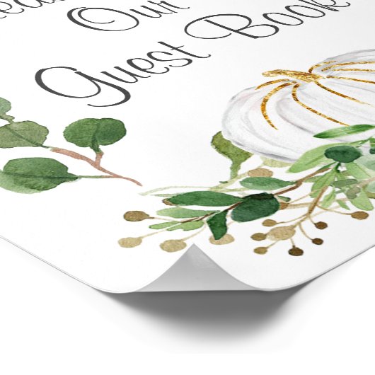 白いかぼちゃのグリーン ぜひゲストとしてサインしてください ポスター (角)