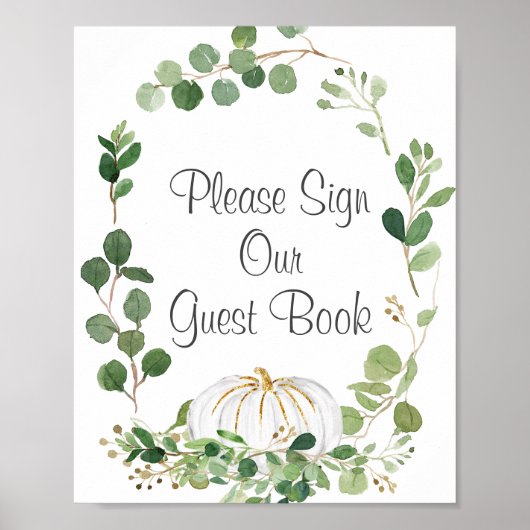 白いかぼちゃのグリーン ぜひゲストとしてサインしてください ポスター (正面)