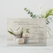 白いかぼちゃの不揃いなポット 招待状 (スタンド正面)