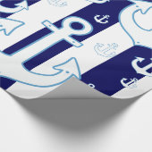 白いかりとネイビーストライプブルー航海の ラッピングペーパー (角)