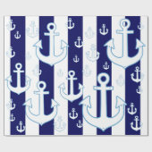 白いかりとネイビーストライプブルー航海の ラッピングペーパー (フラット)