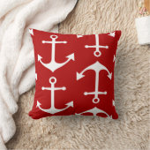 白いかりパター航海のン赤装飾用クッション クッション (ブランケット)