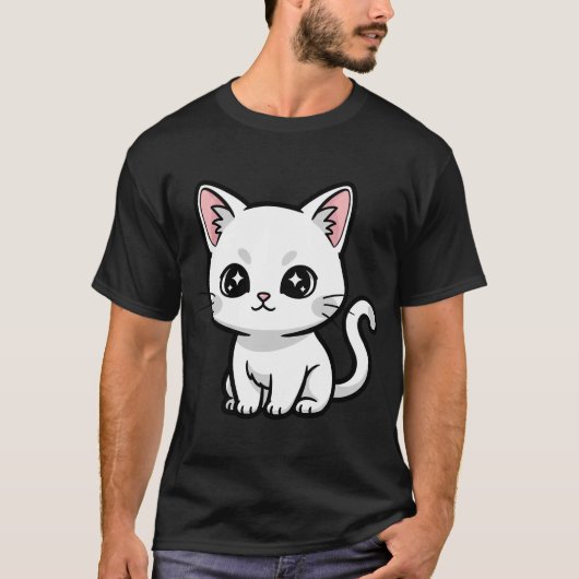 白いかわいい子猫 Tシャツ (正面)