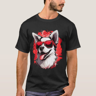 白いかわいい犬のクール・ドッグ・クラブ・アート Tシャツ