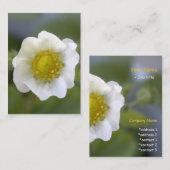 白いかわいらしいちご花の名刺。 名刺 (正面/裏面)