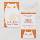 白いかわいらしい子猫及びオレンジは縞で飾ります 名刺 (正面/裏面)