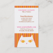 白いかわいらしい子猫及びオレンジは縞で飾ります 名刺 (裏面)